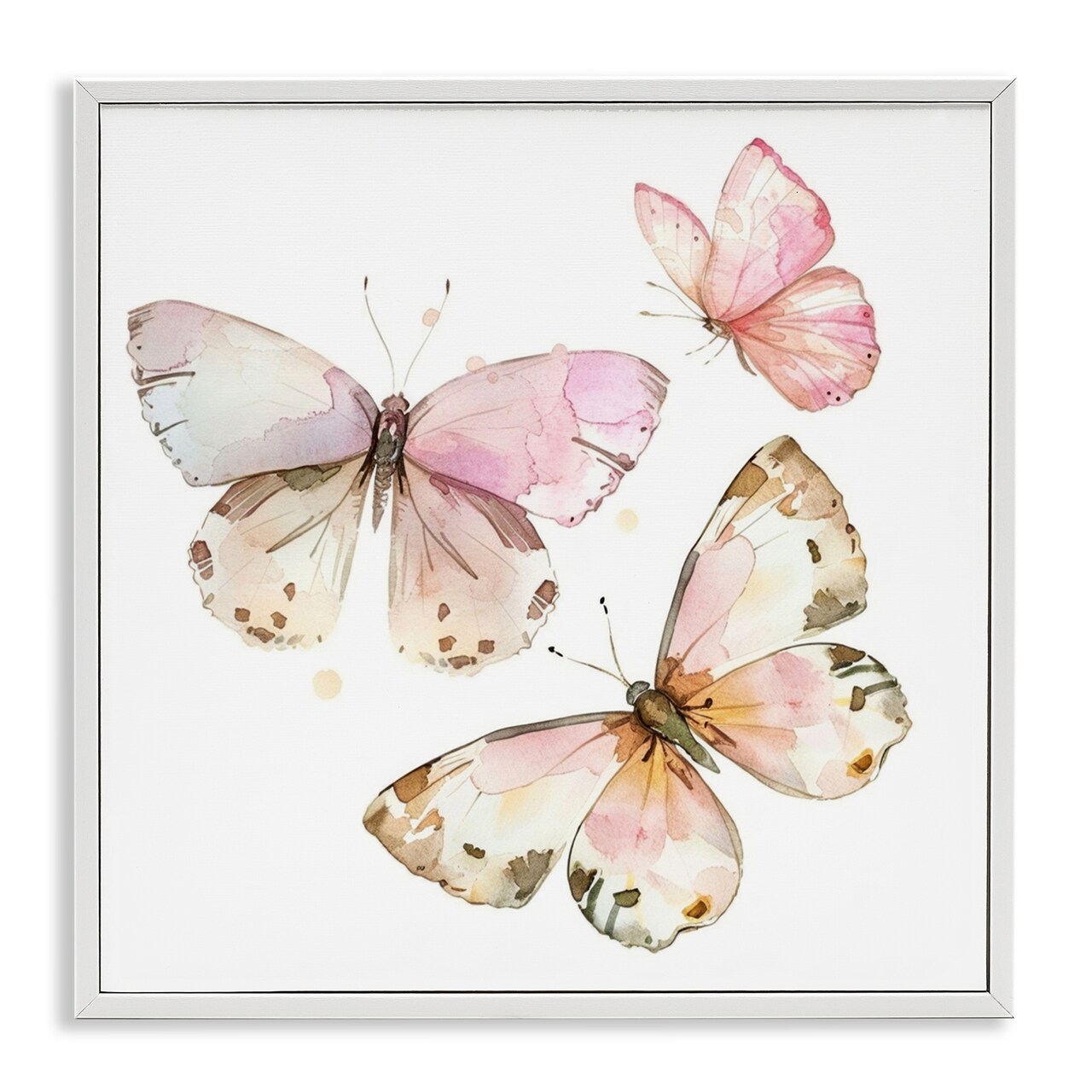 Stupell Industries Soft Watercolor Butterfly Trio Framed Giclee Design by LSR Creative Studio